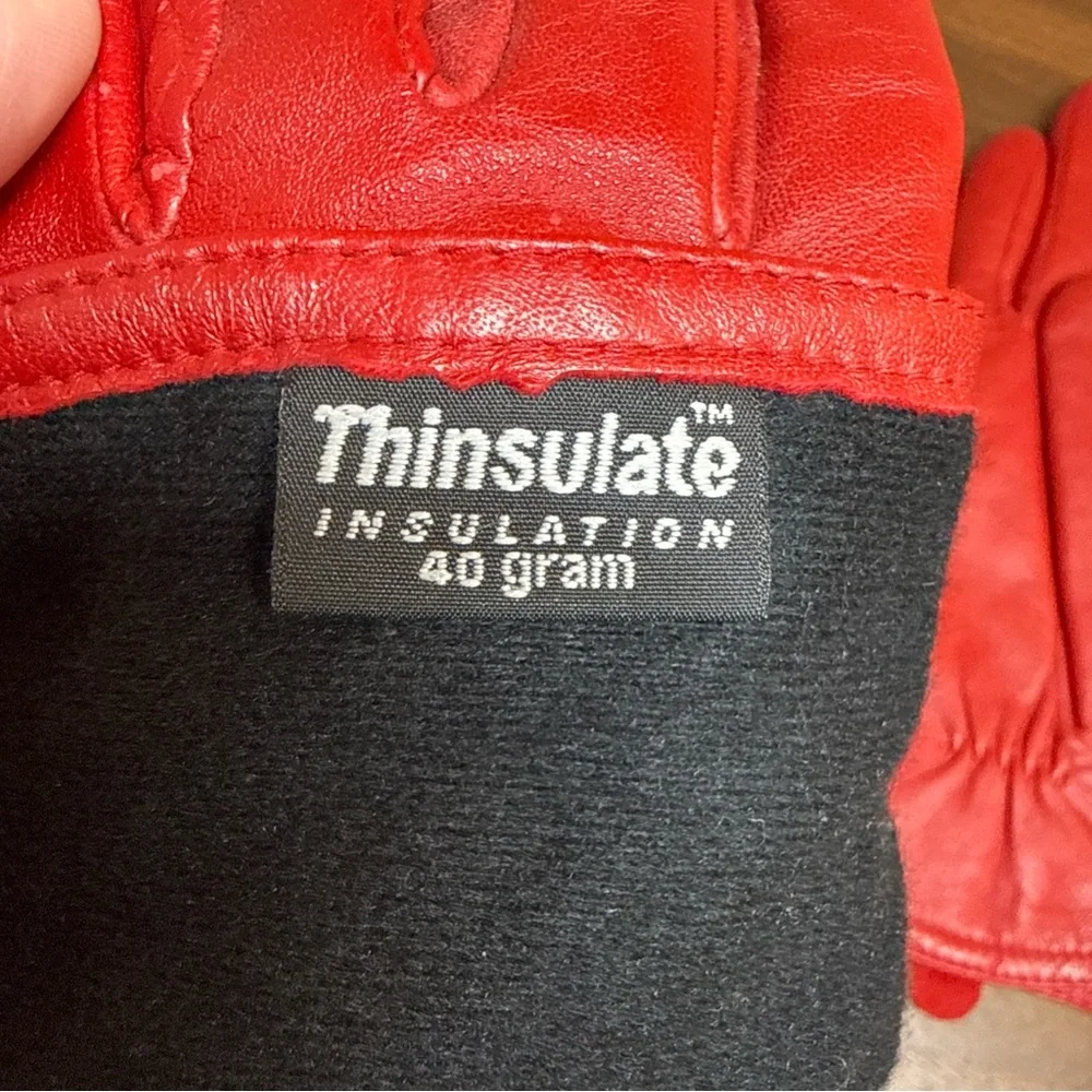 Thinsulate Women’s Genuine Leather Gloves Sz L/XL Red‎ Lined Driving Classic